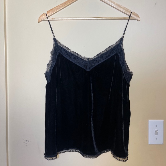 All Saints Black Lace Trim Cami Top - Picture 1 of 5